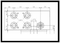 Reihenanschlussplatte NG6-4-fach mit DBV u. Spin-on; Type: EM203/4X3F/L