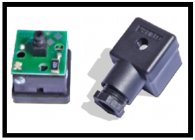 Würfelstecker DIN 43650 transparent(Gleichrichter); Type: VC13 33H3 3 00 S